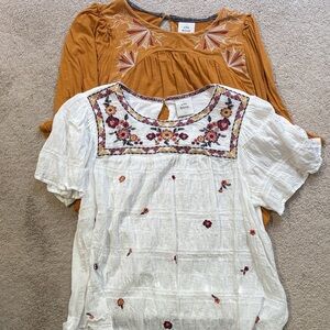 Knox Rose White and Mustard Embroidered Blouses